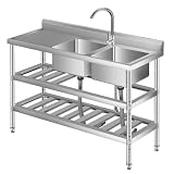 Koioplie Edelstahl Spültisch Freistehend, Küchenspüle,1 Becken 99×46×102CM