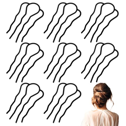 8 Pcs Metal Hair Fork Clip Hair Side Combs 4 Prong Buns Pins U-Shape Updo Sticks Twist Hair Combs Decorative for Women Hair Styling Tool Accessories(Black)