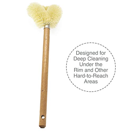 Osborn 54081SP Tampico Toilet Bowl Brush, 5" Diameter, 20" Overall Length, Solid Wood Handle