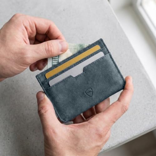 Image of Vaultskin MOORGATE Slim Card Holder - Minimalist Leather Wallet with RFID Blocking, Front Pocket Credit Card Case for Men & Women
