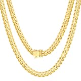 Nuragold 18k Real Yellow Gold Solid Miami Cuban Link 6mm Chain Necklace (18'-30') Italian Jewelry for Men - 22'