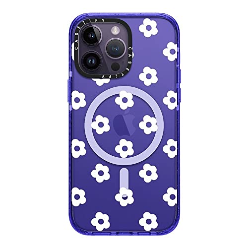 Coque Impact Casetify iPhone 14 Pro Max antichoc rigide Ditsy Daisies blanc violet
