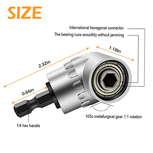 Impact Grade Driver Sockets Adapter Extension Set, 3Pcs 1/4 3/8 1/2" Hex Shank Drill Nut Driver Bit Set And 105 Degree Right Angle Driver Extension Screwdriver Drill Attachment (Silvery) #TOP3