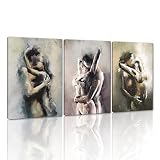 Sexy Canvas Wall Art for Bedroom Decor Vintage Erotic Nude Painting Wall Decor Artwork 3 Pieces Abst
