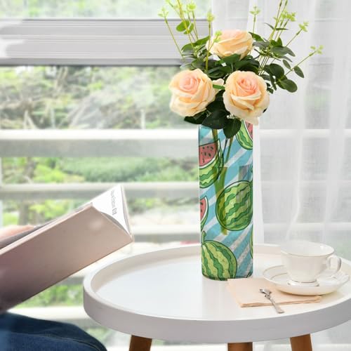 Vase en plastique vert pastèque à rayures 30 cm pour bibliothèque - 7