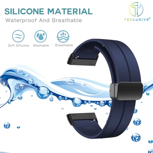 Image of T TECLUSIVE Soft Silicone Strap Band with Magnetic Lock Compatible for Fitbit Versa 4 / Versa 3 / Sense 2 | Adjustable Silicone Rubber Band for Versa 4 3 Sense