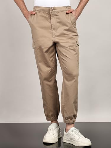Image of Alan Jones Men's Cargo Jogger Pants | Regular Fit Tapered Joggers with Elastic Waist & Hems | Cotton Stretch Utility Pocket Track Pants | Casual Everyday Wear