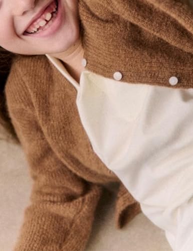 Lviefent Girls Knit Cardigans Kids Casual Crew Neck Button Down Long Sleeve Sweater Jumper Layer Top2