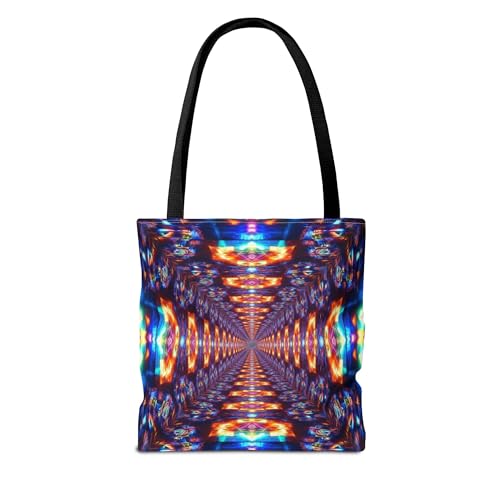 Premium Tote Bag with Reinforced Stitching - A Vividly Colored Kaleidoscope Tunnel Glowing Endlessly2
