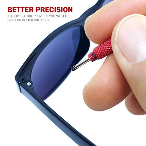 2PCS 3 in 1 Colorful Mini Precision Screwdriver with Keychain-Eyeglass, Sunglass, Watch, Jewelry, Electronics, Toy Repair Kit (Blue)