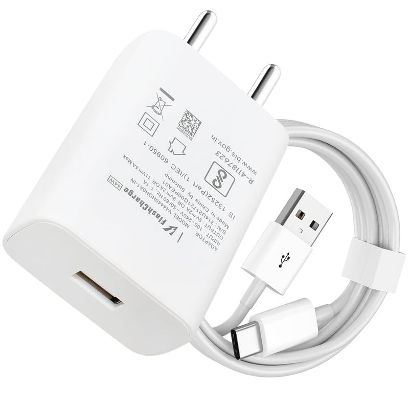 44W Flash Charger Compatible for vivo t5x, X60,X70,X80,X90,Pro Plus,Xplay 5 Elite,Y100,Y16,18,19,19e, V30, Pro,e,V40,V50,V50e,X 27,X Fold,X100 superfast Charge -JJ White