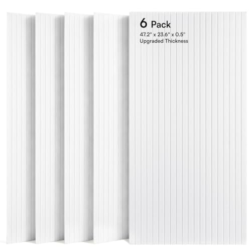 Image of SODOCT 6 Pack Large Acoustic Panels, 47.2 inch X 23.6 inch X 0.5 inch Sound Proof Panels for Walls, High Density Sound Absorbing Panels for Home Studio & Office, White