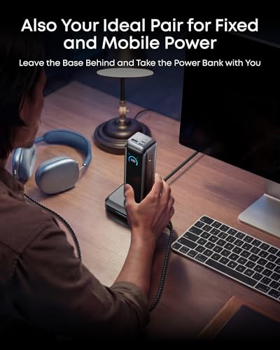 Image of Anker Prime Power Bank and Charging Base, 20,100mAh 220W Max Portable Charger with Base for 6 Devices, Two-Way Charging, TSA-Approved, App Control, for MacBook, iPhone 17 /16 Series, and More