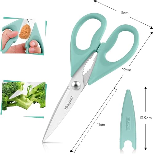 Image of iBayam 1-Pack Kitchen Scissors All Purpose Kitchen Shears Heavy Duty 8.5 inch Cooking Scissors with Protective Sheath for Food, First Apartment Camper Essentials, Home Kitchen Gadgets, Utensils