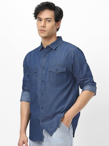 Image of Urbano Fashion Men's Full Sleeve Regular Fit Casual Denim Shirt