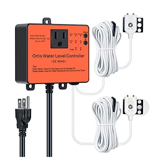 Hi-Lo Sump Pump Switch, Ortis Electronic Adjustable Float Switch Controller with Dual Sensors, Perfect for Sewage pits, Fish Tank, Water Tank, 220/110 VAC
