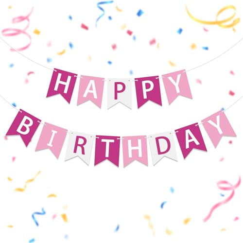 Oeyliz Happy Birthday Banner Pink Happy Birthday Sign Birthday Decorations for Birthday Party Backdrop Wall Decor Pink Birthdays Sign for Men Women Party Supplies