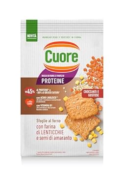 Cuore - Sfoglie Croccanti Lenticchie, Cotte al Forno. Confezione da 170 g, con Farina di Lenticchie Rosse e di Mais e Semi di Amaranto. Ricche di Fibre e Fonte di Proteine