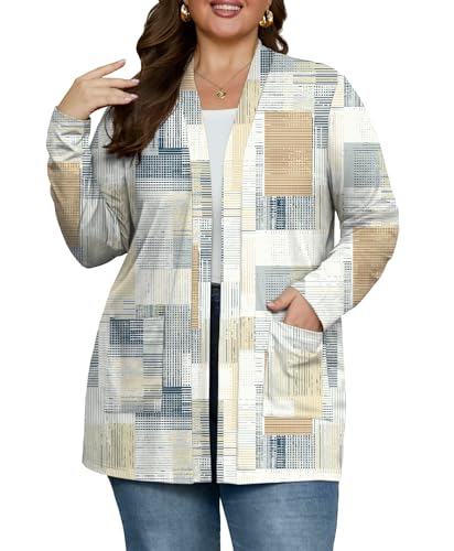 Image of OLRIK Plus Size Cardigan for Women 2026 Lightweight Open Front with Pockets