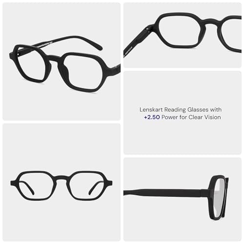 Image of Lenskart Reading Glasses | Men & Women | Black Square Full Rim | + 2.5 Power | Blue Light Blocking Glasses