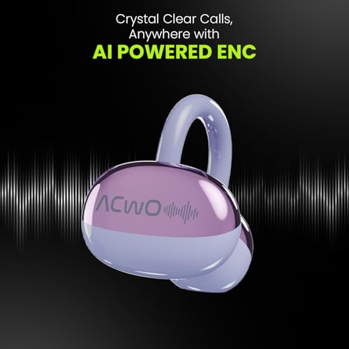 Image of ACwO DwOTS Flow Open Ear Earbuds | X-Fidelity Sound | AI-ENC Mic | Dual Mode (Music & Gaming) | 50H Playtime | Fast Charging | IPX5 | Bluetooth 5.3 Iris Purple