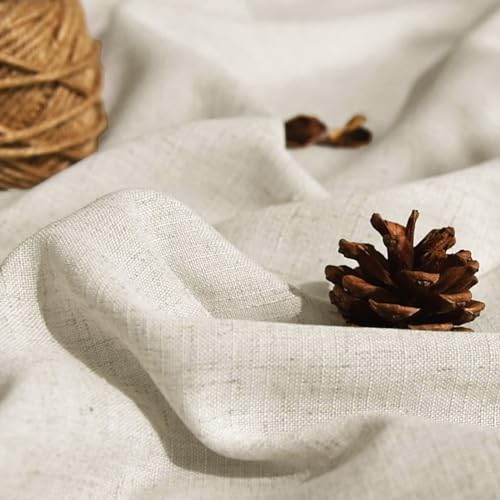 Image of jinchan Linen Blend French Door Curtain Crude 40 Inch Rod Pocket Privacy Panel with Tieback Light Filtering 1 Panel Farmhouse Country Style for Door or Window