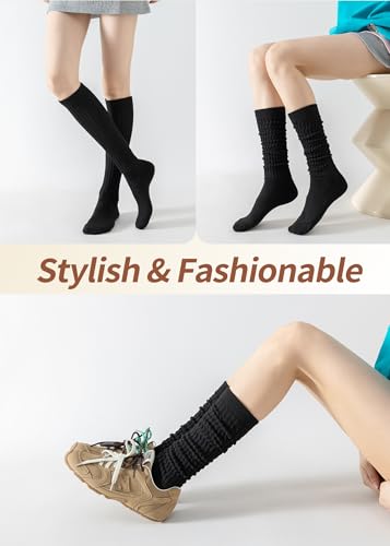 Slouch Socks Women Thigh High Boot Socks Soft Scrunch 3 Pair Pack