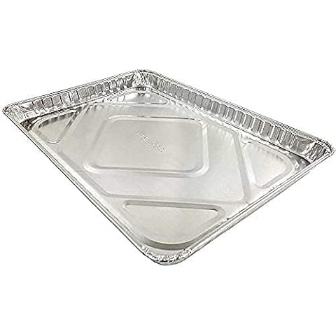 Pack of 10 Durable Aluminum -1/2 Half Size Sheet Baking Pan| Super Strong Disposable Foil Baking Tins | Ideal for Cakes, Cookies, Biscuits Pastries, Pizza and More | Size: 17-5/8" L x 12-13/16" W Cover
