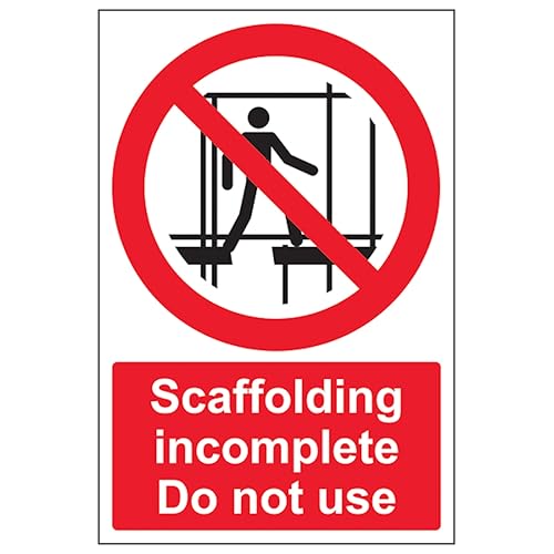 V Safety Scaffolding Incomplete - Portrait 200 x 300mm - 2mm Rigid Plastic Safety Sign
