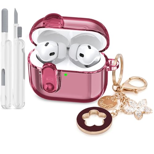 Image of Case for Apple Airpods iPods Pro 3 4 Cases Cover Clear 2025 Cute Women, VISOOM Cute Air Pods Pro 3 Case Clear Transparent Airpods iPods Pro 3rd Gen Protective Cases with Keychain /Lock /Cleaning Kit