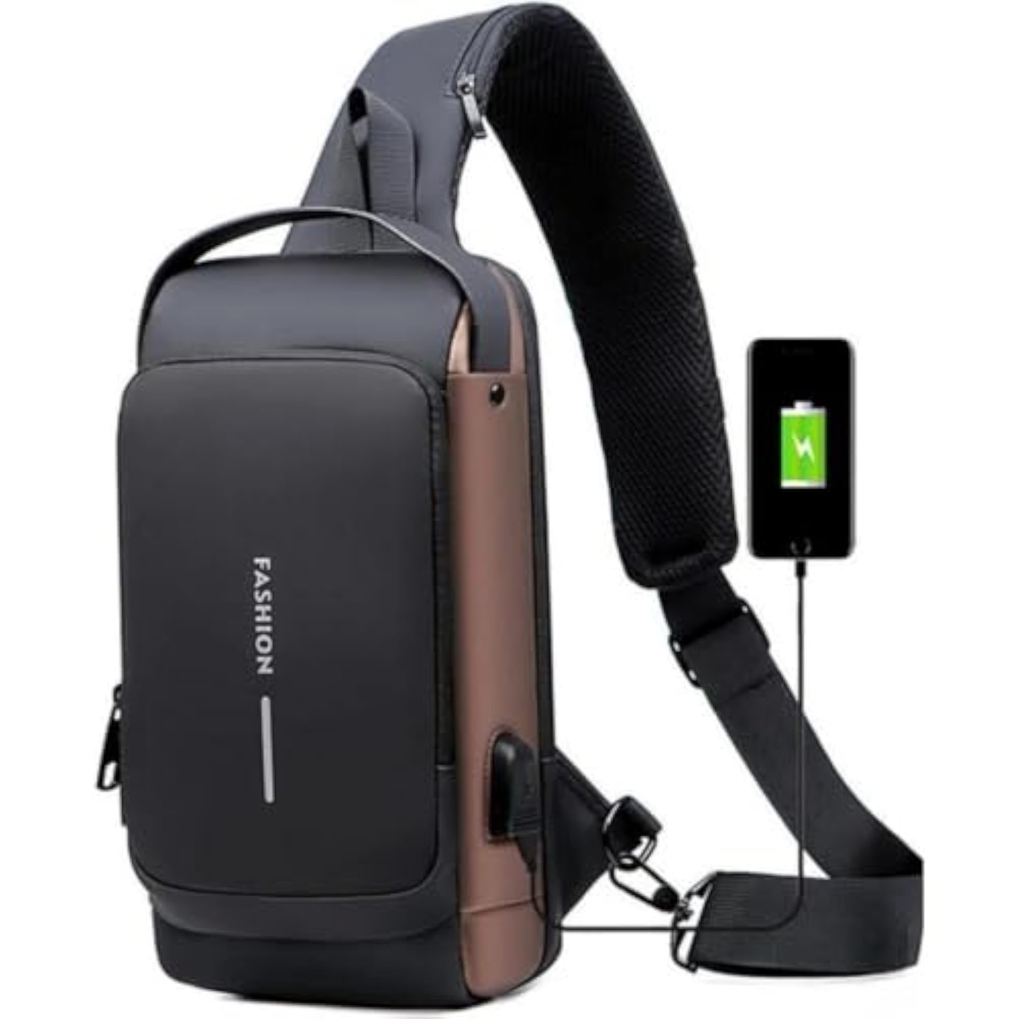 Sling Chest Bag with USB Charging Port, Crossbody Pack
