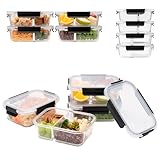 EasyWare JUEGO DE RECIPIENTES DE VIDRIO HERMÉTICO, CONTENEDORES Para Alimentos con Tapas Cierre Fácil, Refractarios para...