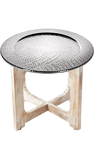 Wohnzimmertisch Couchtisch rund modern aus Metall und Holz ø 60cm | Marokkanischer runder Vintage Tisch Klapptisch… – Bild 3