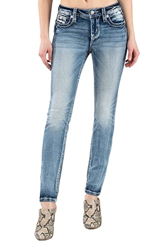 Miss Me Women's Mid Rise Broken Wavy M Skinny Jeans2