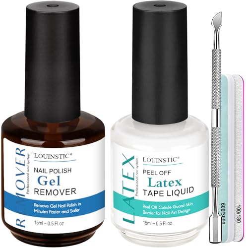 LOUINSTIC Gel Nail Polish Remover & Liquid Latex for Nails: Skin's Protective Barrier Helps Remove...