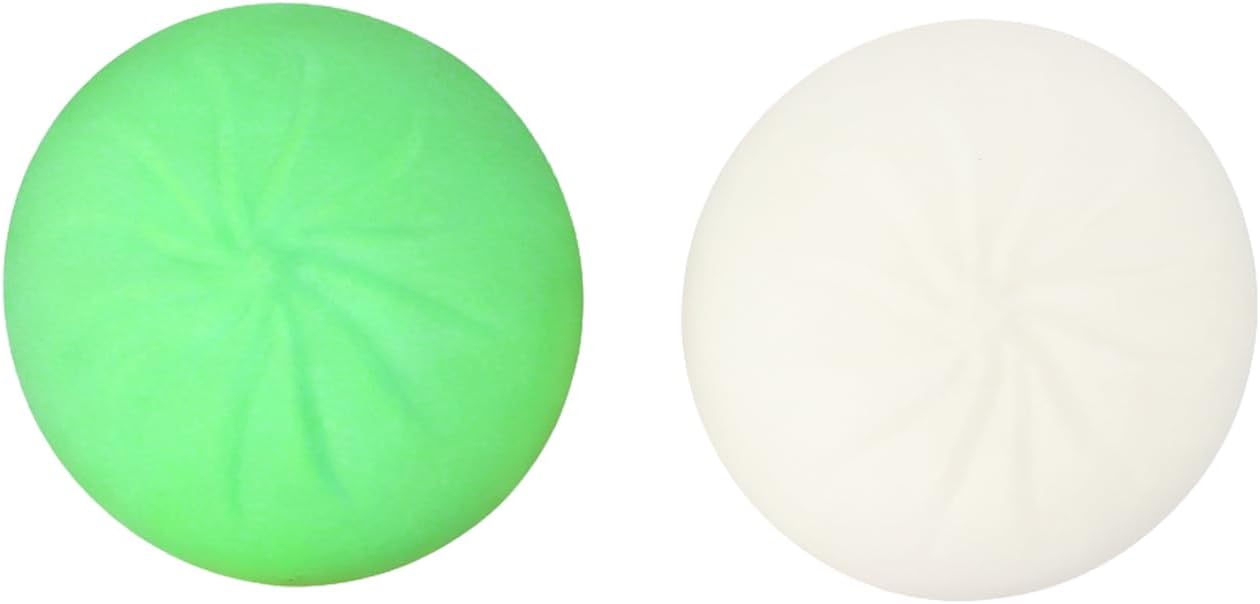 Bun Squishy - 2-Pack Squeeze Dough Ball, Soft Stress Relief Sensory Item for Adults, Colorful Buns with Realistic Wrinkles (White+Green)