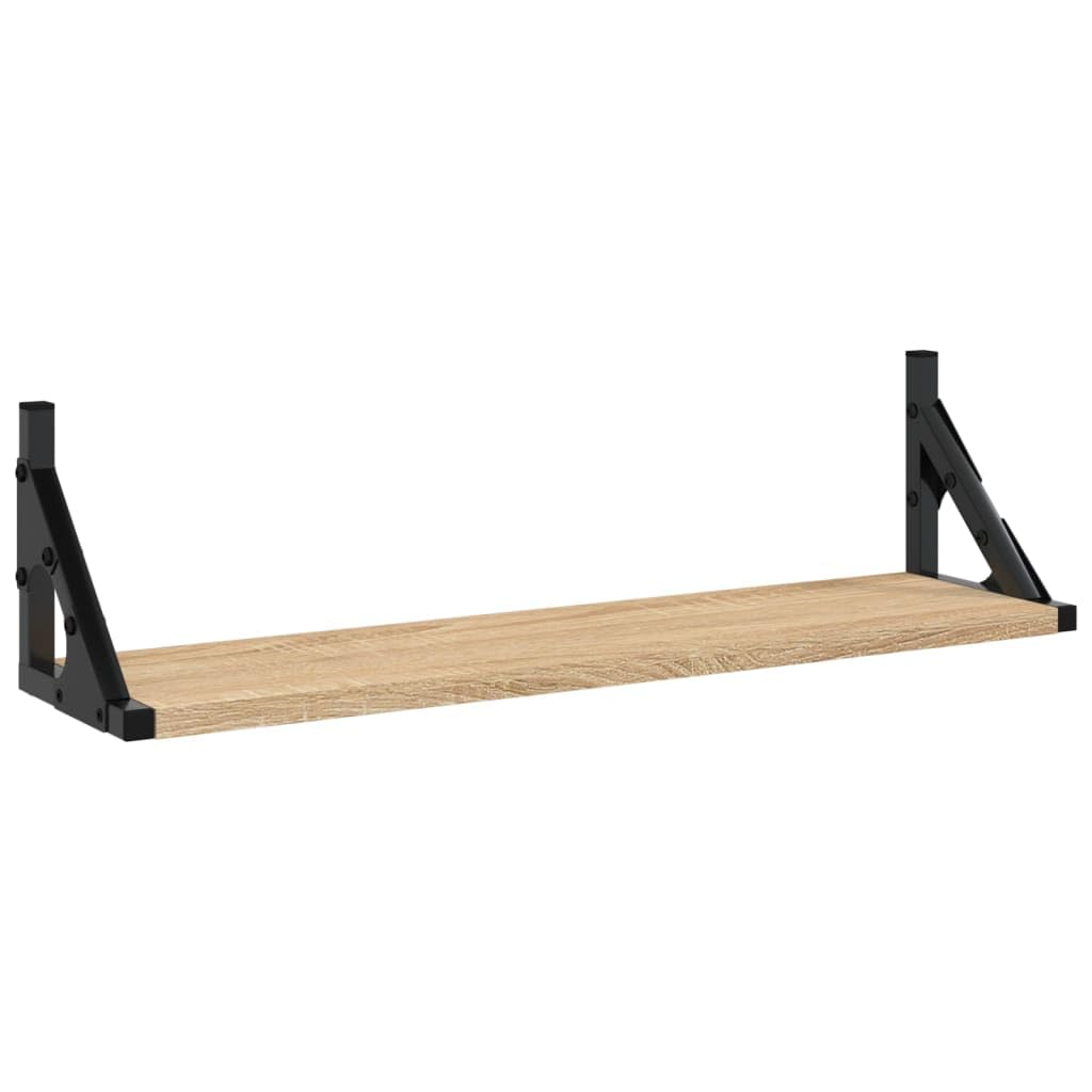 Regały ścienne, zestaw 2 sztuk, dąb sonoma, 60 x 15 x 15,5 cm, materiał drewnopochodny, pływające, do sypialni, łazienki, montażu na ścianie, wytrzymałe, uniwersalne