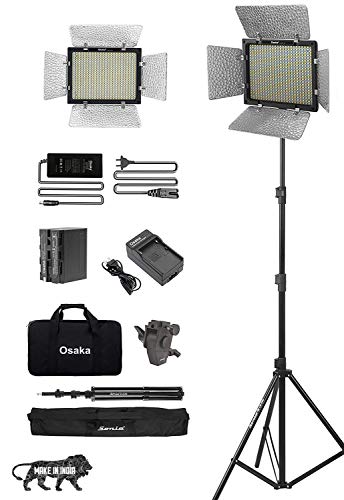 Image of Osaka Bi-Color Dimmable LED Video Light OS 300 Mark iii for DSLR Camera YouTube Video shooting with 1 Pc Combo kit: 1 Battery 8000mAh; 1 Fast Charger; 1 AC Adapter; 1 Light Stand; 1LED Bag; 1Stand Bag