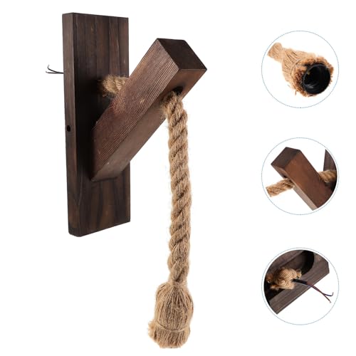 Aplique de pared vintage de madera y cuerda para iluminación de salones 6