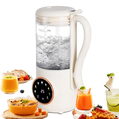 UUE Automatische Pflanzenmilchbereiter, 1,4L Sojamilch & Nussmilch Maschine mit 9 Funktionen + LED-Touchscreen & Zeitschaltuhr, Hafermilch Maschine BPA-frei,16 Klingen, für Nüsse Sojabohnen Getreide