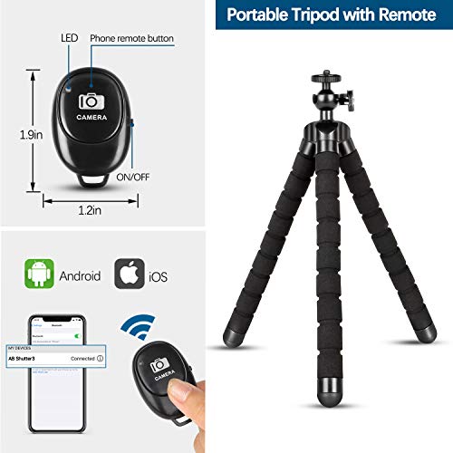 Phone Tripod, Flexible Iphone Tripod And Portable Adjustable Tripod With Wireless Remote And Universal Clip Mount Camera Tripod, Travel Tripod,Tabletop Tripod For Iphone/Android #TOP4