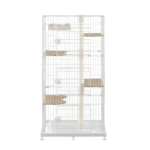猫 ケージ 3段 キャスター付き ハンモック キャットケージ 広々キャットタワー 爪とぎ 大型 多頭飼い ハンモック キャスター オフホワイト