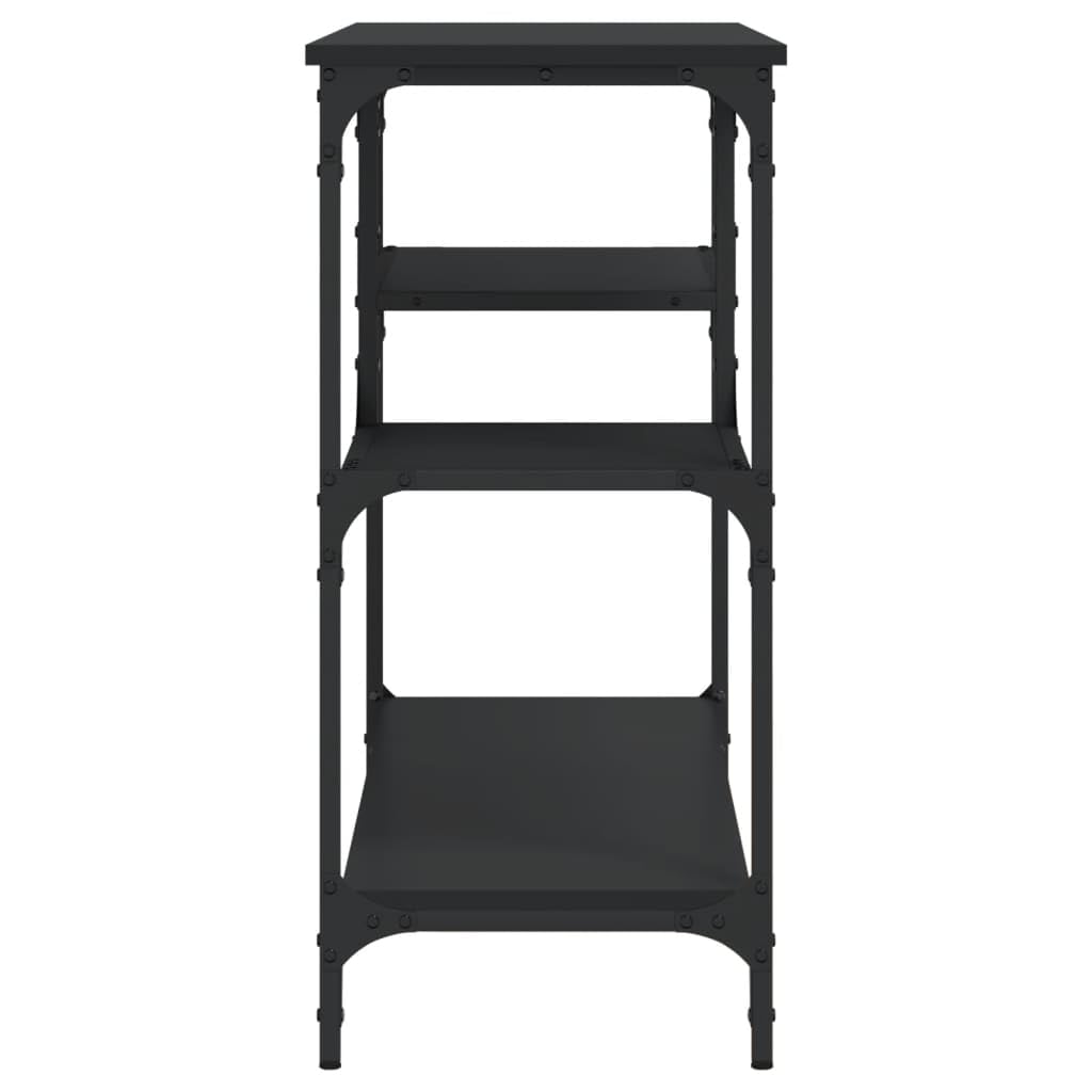Mesa consola con estantes negro 100x35x75 cm