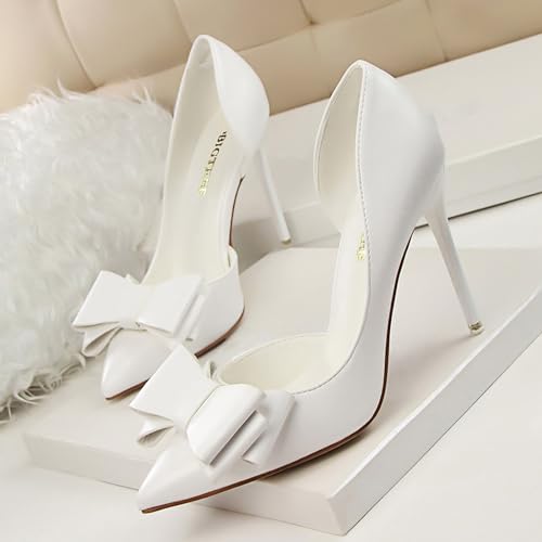 Womens Bow Heels Stiletto D'Orsay Double Bow Pumps Pointed Toe Women Dress Shoes Slip on Wedding Shoes for Bride Bridesmaid2