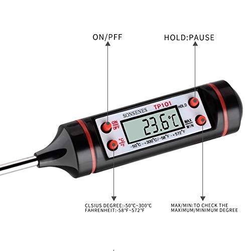 SONSENES Long Probe Digital Display Food Thermometer (2Pieces, Black), TP101, 23.5cm by SONSENES - Image 4