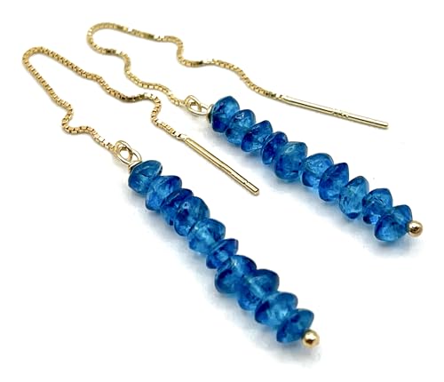 Boucles d'oreilles apatite bleue et vermeil d'or 24k de haute joaillerie