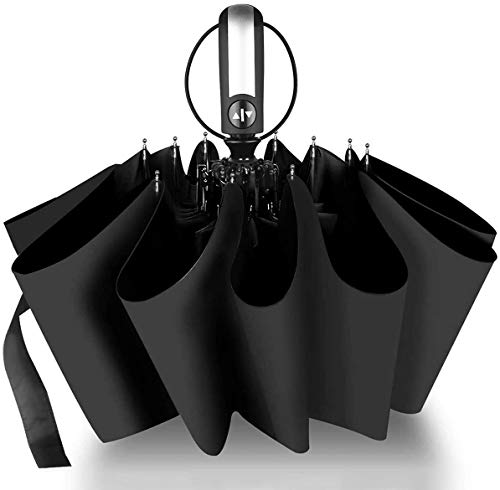 折りたたみ傘 ワンタッチ自動開閉 おりたたみ傘 頑丈な10本骨 折れにくい 折り畳み傘 メンズ 台風対応 梅雨対策 超撥水 雨晴兼用 傘カバー付き (ブラック)