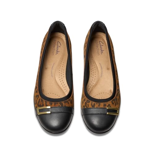Clarks Collection Women's Meadow Rose Ballet Flat, Leopard Print Suede, 6 Wide US - image 7