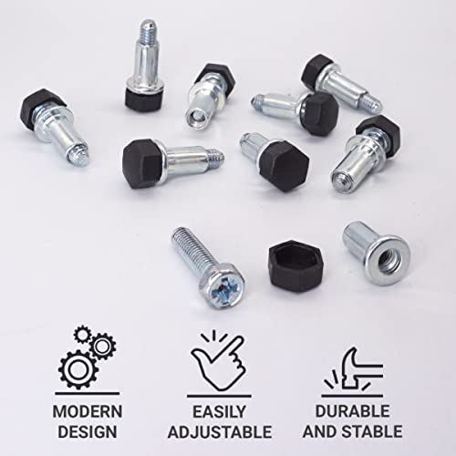 SKIR'CO (Pack of 20 pcs Height Adjustable Metal Furniture Legs, 8 mm Height Small Black Furniture Feet (20, Height 8 mm) - Image 3