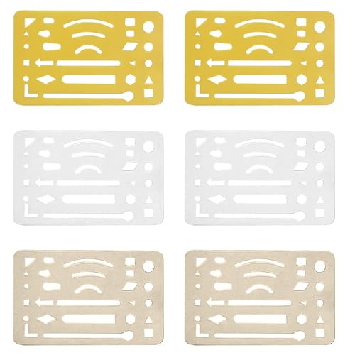 6pcs Rubber Cover Stainless Steel Rubber Cover Tool Stainless Steel Drawing Template Metal Drawing Tool Mechanical Drawing Engineering Machinery